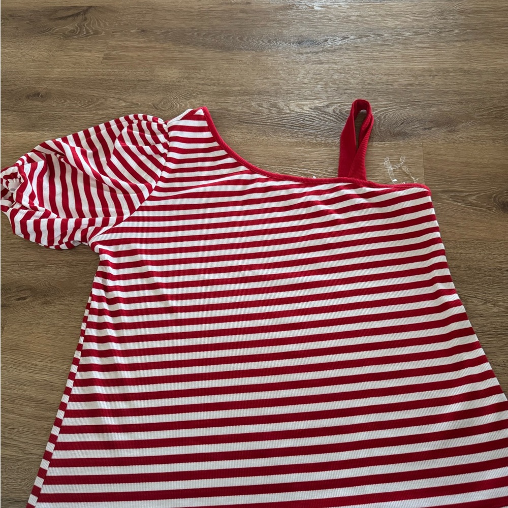 Cato Red and White Striped Top